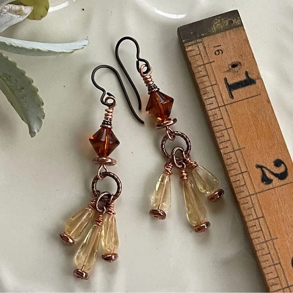 ARTISAN Earrings - “Sweet Honey” Dangles - Picture 7 of 9